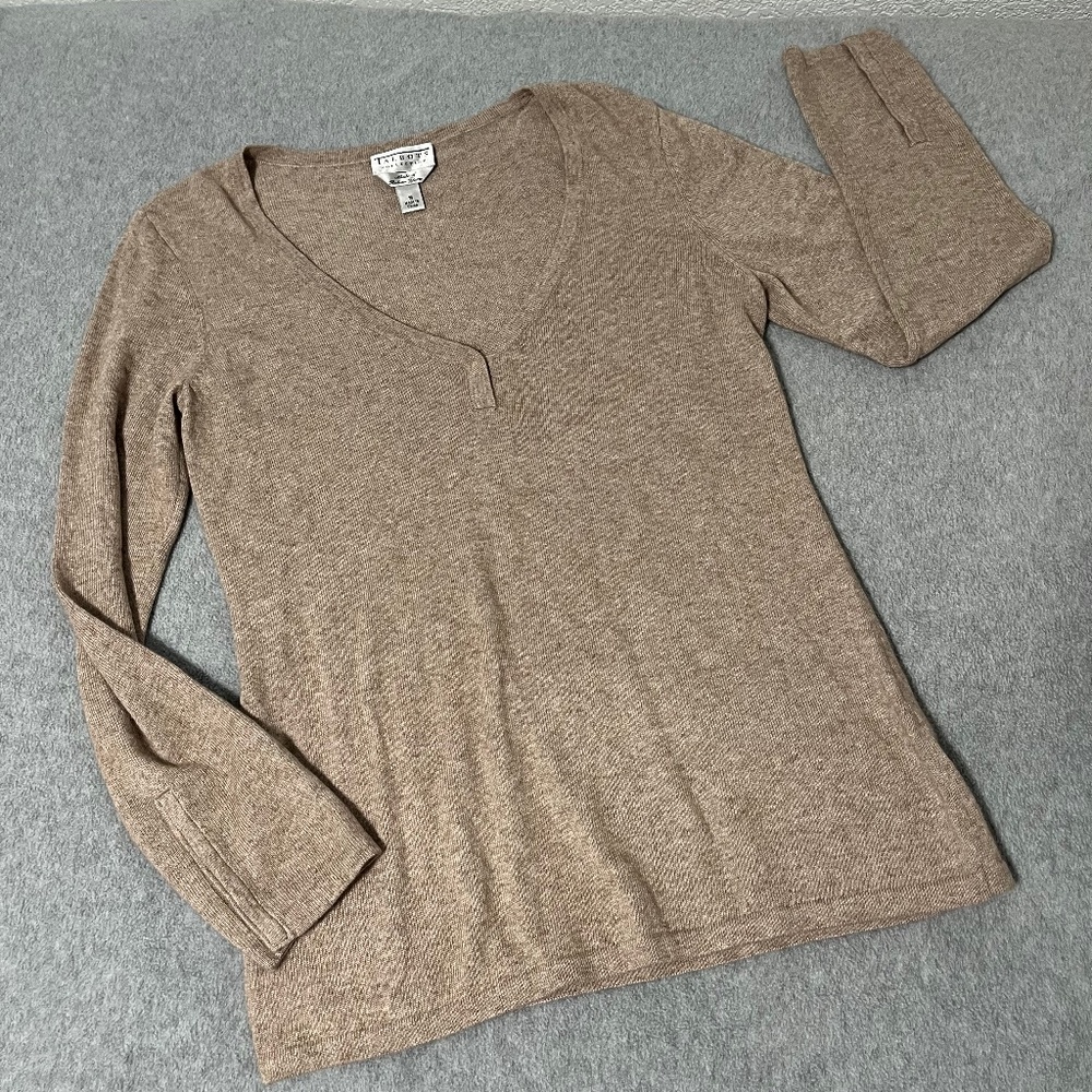 Womens Talbots Sweater Top Medium Neutral Capsule Minimalist Office Mature